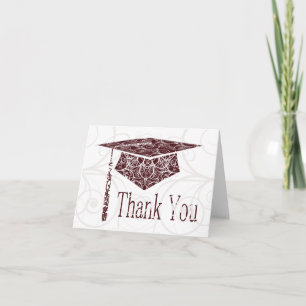 Tarjeta De Agradecimiento Capucha floral blanca y marrón