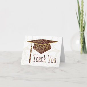 Tarjeta De Agradecimiento Capucha floral de oro y marrón