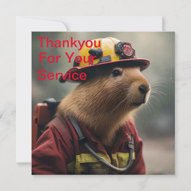 Tarjeta De Agradecimiento "Capybara al rescate: Extraordinario bombero (Anverso)