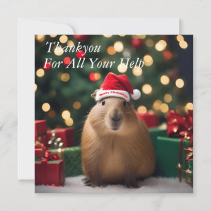 Tarjeta De Agradecimiento "Capybara Claus: Un lugar festivo para las maravil