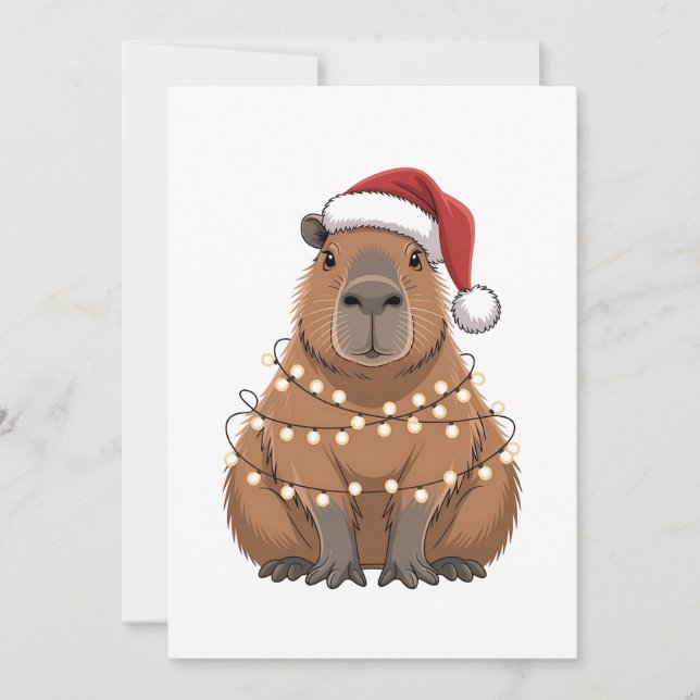 Tarjeta De Agradecimiento Capybara Navidad Coincidencia Funny Santa (Anverso)