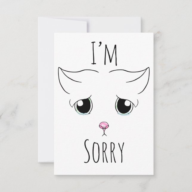 Tarjeta De Agradecimiento Cara de Gato Triste: Lo Siento (Anverso)