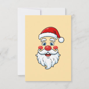 Tarjeta De Agradecimiento Cara de Santa Claus Kawaii Adorable