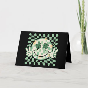 Tarjeta De Agradecimiento Cara sonriente de trébol divertido día de San Patr