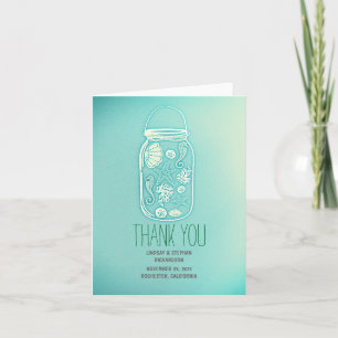 Tarjeta De Agradecimiento caracoles azules teal frasco de mason boda agradec