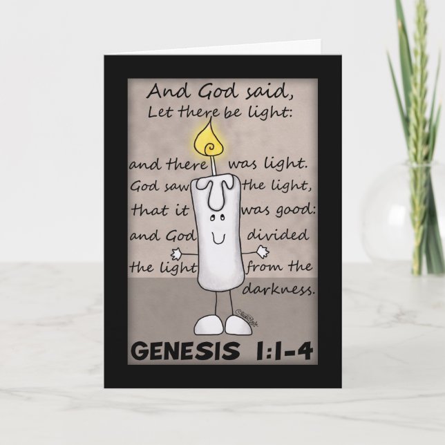 Tarjeta De Agradecimiento Carácter Light-Genesis-Candlestick creado por Dios (Anverso)