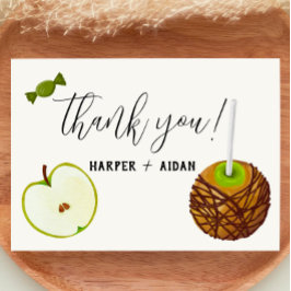 Tarjeta De Agradecimiento Caramel Apple - Green Baby Shower Gracias Card