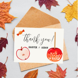 Tarjeta De Agradecimiento Caramel Apple - Red Baby Shower Gracias Card