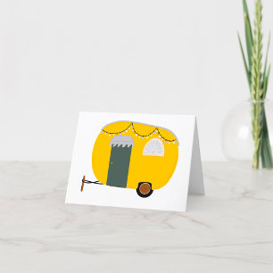 Tarjeta De Agradecimiento Caravana Cute Amarilla