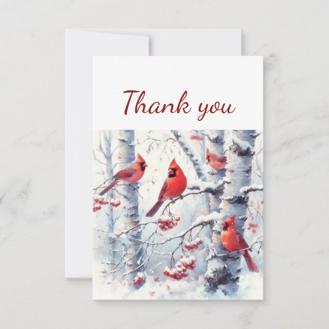 Tarjeta De Agradecimiento Cardenal acuarela Red Bird Naturaleza salvaje (Anverso)