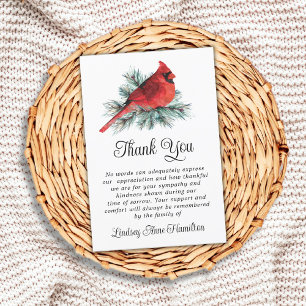 Tarjeta De Agradecimiento Cardenal conmemorativo acuarela Evergreen gracias