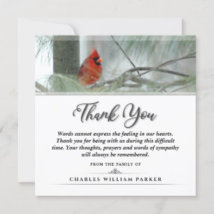 Tarjeta De Agradecimiento Cardenal en el funeral de Pine SQUARE
