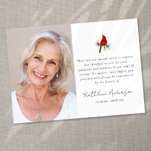Tarjeta De Agradecimiento Cardenal Red Bird Photo Sympathy Funeral
