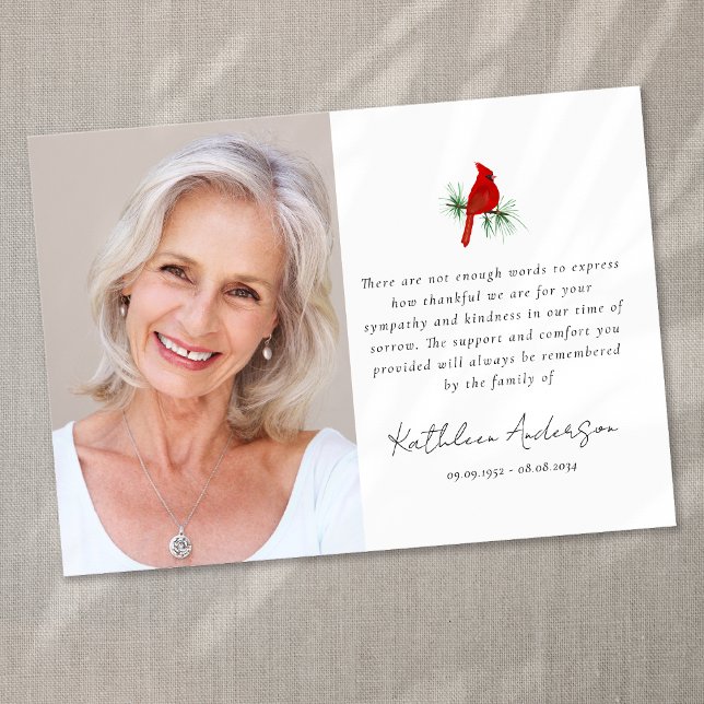 Tarjeta De Agradecimiento Cardenal Red Bird Photo Sympathy Funeral (Subido por el creador)