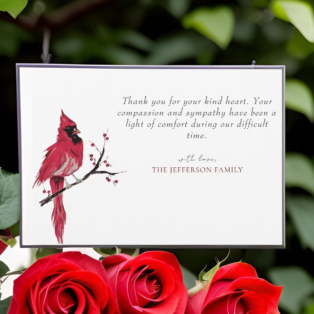 Tarjeta De Agradecimiento Cardenal Rojo Foto Funeral Gracias (Subido por el creador)