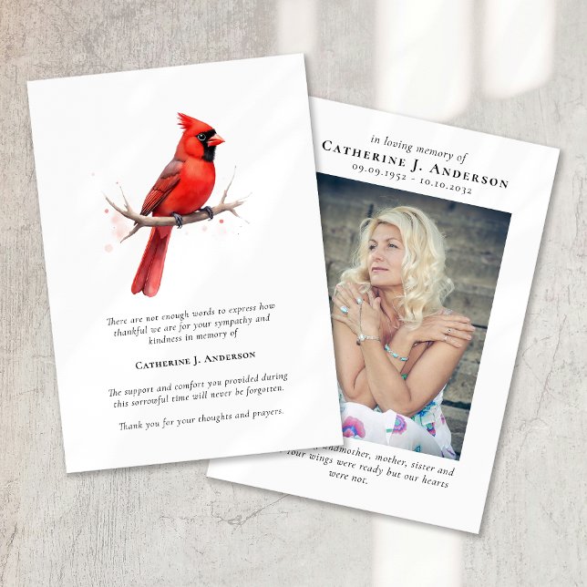 Tarjeta De Agradecimiento Cardenal Rojo Fotografía Simpatía Funeral Memorial (Subido por el creador)