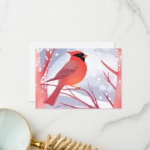Cardenal Rojo | Hermosa Pintura de Acuarela