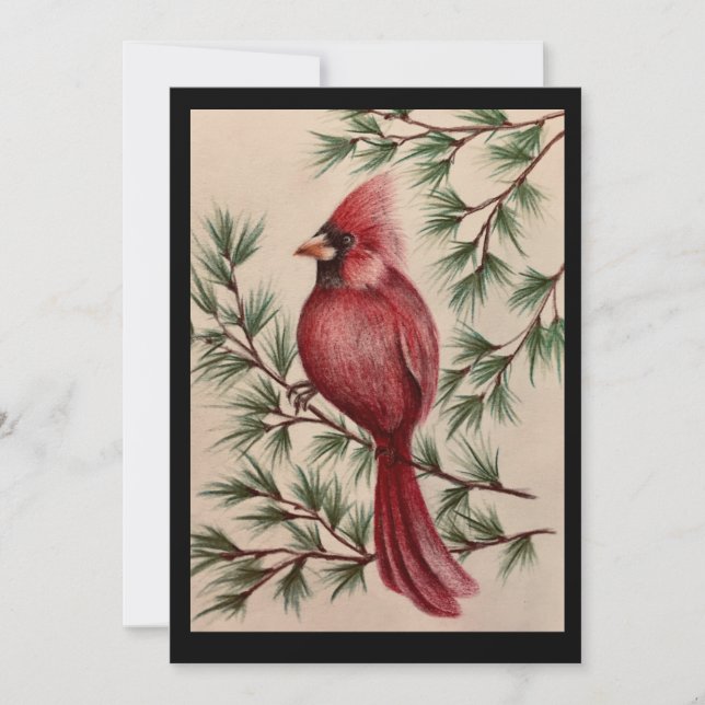 Tarjeta De Agradecimiento Cardenal rojo y pollos (Anverso)