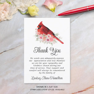 Tarjeta De Agradecimiento Cardenales conmemorativos de las flores de acuarel