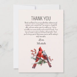 Tarjeta De Agradecimiento Cardenales rojos Aves cumpleaños de mujeres