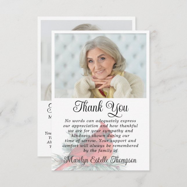 Tarjeta De Agradecimiento Cardinal Funeral Thank You 2 Photos Memorial (Anverso / Reverso)