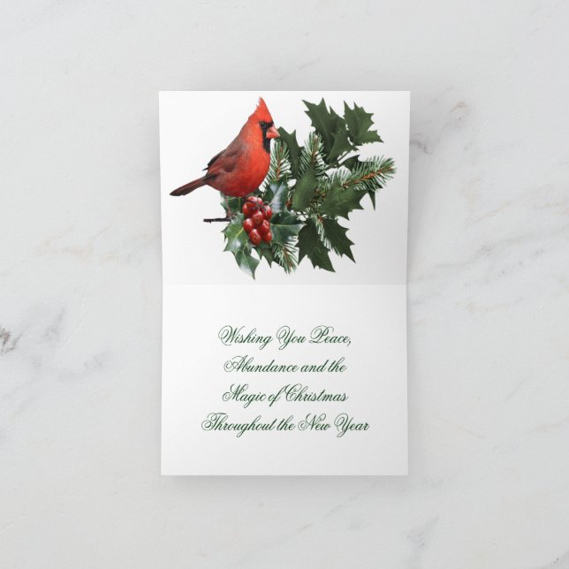 Tarjeta De Agradecimiento Cardinal Holly Navidades Card (Interior)