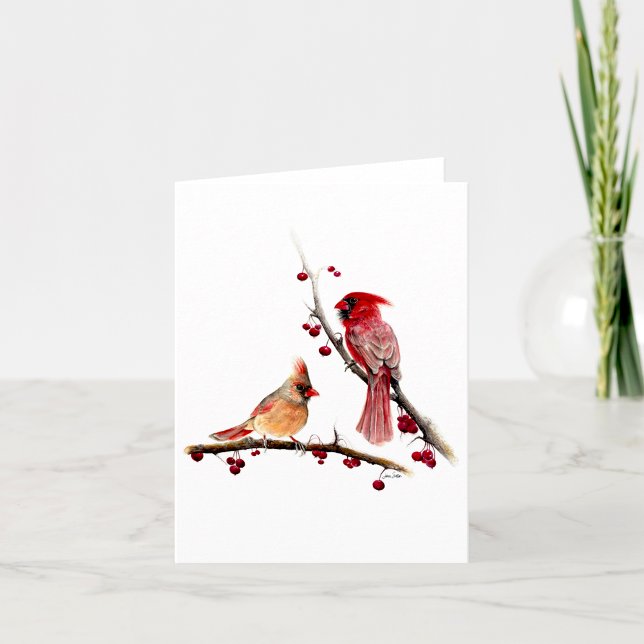 Tarjeta De Agradecimiento Cardinals Berry Branches Blank Note O (Winter Cardinals Berry Branches Blank Note Or Thank You Card by Jenn Steffen Art)