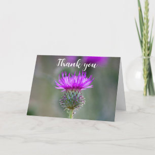 Tarjeta De Agradecimiento Cardo púrpura floral escocés Gracias 