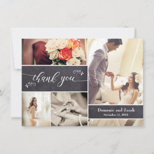Tarjeta De Agradecimiento Cargado, 4 Collages de fotos Rústico Boda Gracias