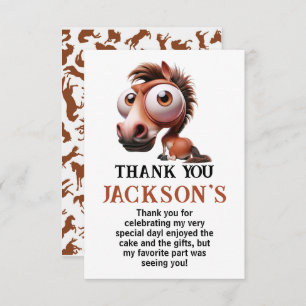 Tarjeta De Agradecimiento Caricaturas de caballos Fiesta de cumpleaños 1