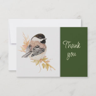 Tarjeta De Agradecimiento Cariñoso Carbonero Pájaro Naturaleza AcuarelaGraci