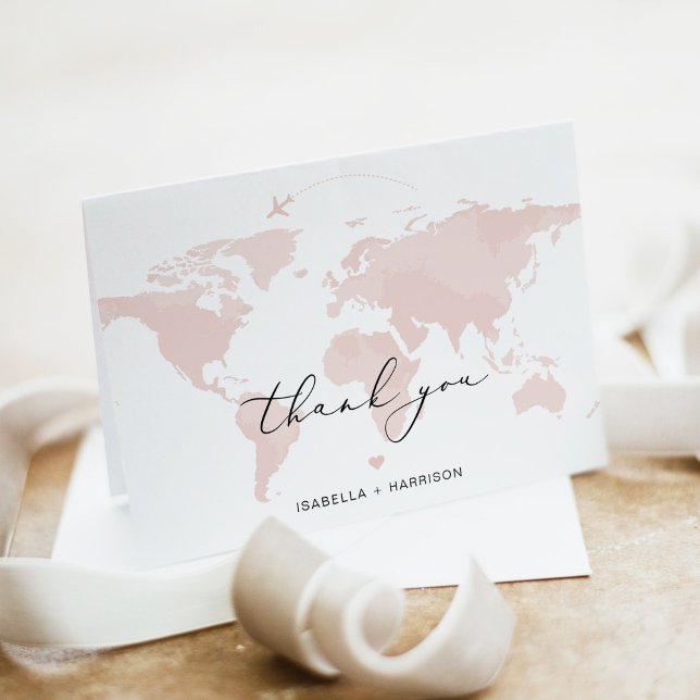 Tarjeta De Agradecimiento CARMEN Destination Travel Adventure Mapa Rosa (Subido por el creador)