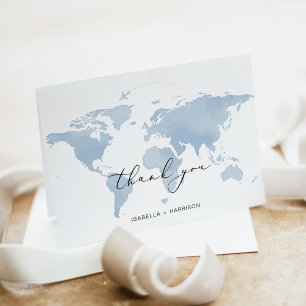 Tarjeta De Agradecimiento CARMEN Destino Mapa Azul de Viaje de Aventura 