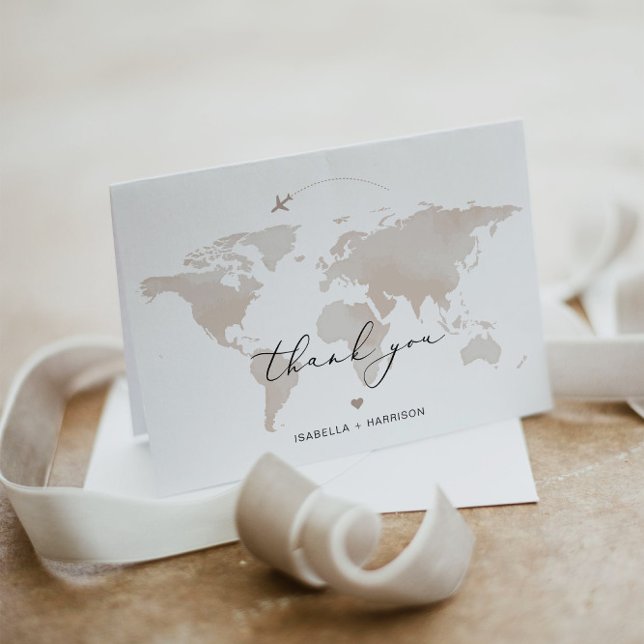 Tarjeta De Agradecimiento CARMEN Destino Viajes Aventura Beige Mapa (Subido por el creador)