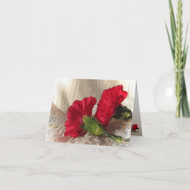 Tarjeta De Agradecimiento Carnations on Brocade Gracias (Anverso)
