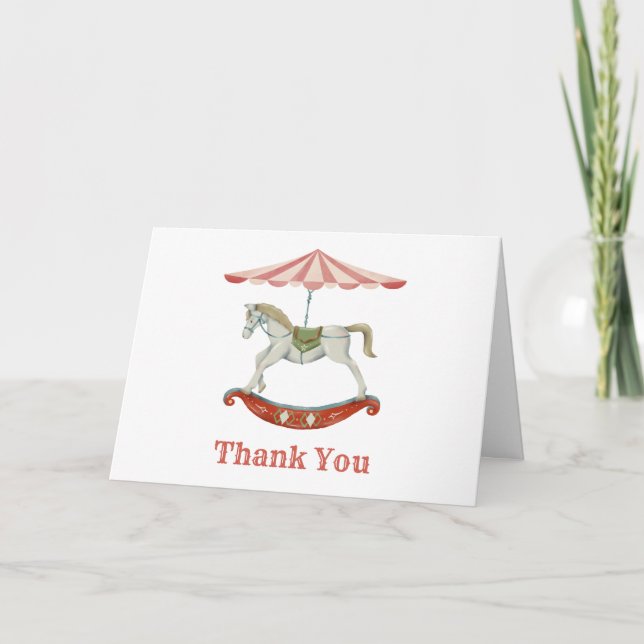 Tarjeta De Agradecimiento Carnaval de caballos de época Baby Shower (Anverso)