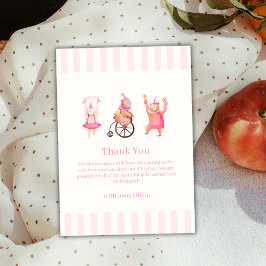 Tarjeta De Agradecimiento Carnaval de circo rosado Teddy Bear Baby Shower