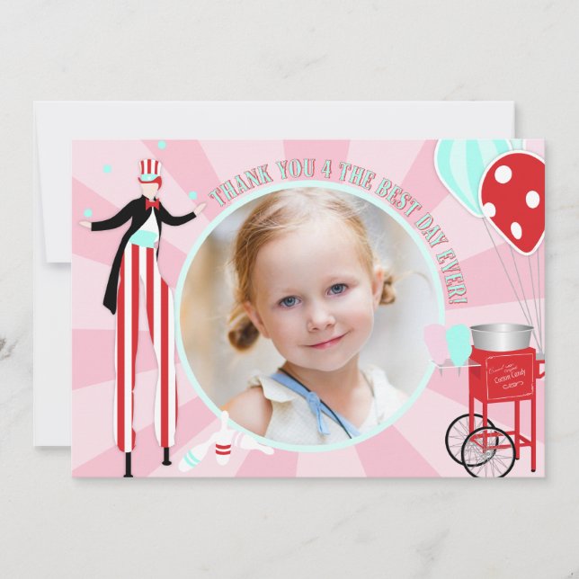 Tarjeta De Agradecimiento Carnaval Desfile de Algodón de Azúcar Gracias (Anverso)