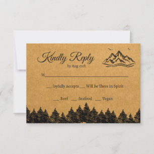 Tarjeta De Agradecimiento Carné de Boda Rústica Woodsy RSVP