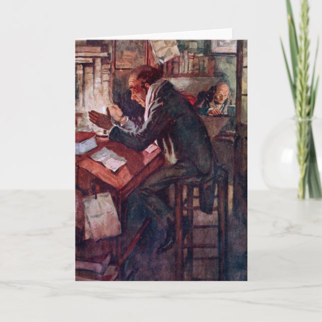 Tarjeta De Agradecimiento Carol Navidades: Cratchit y Scrooge (Anverso)