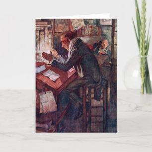 Tarjeta De Agradecimiento Carol Navidades: Cratchit y Scrooge