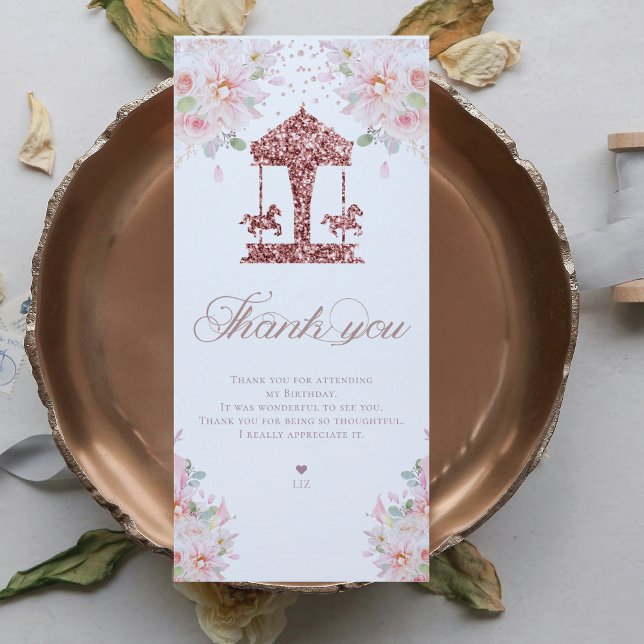 Tarjeta De Agradecimiento Carousel Floral Purpurina (Subido por el creador)