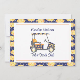 Tarjeta De Agradecimiento Carrito de Golf Preppy Goldfish Palm Beach