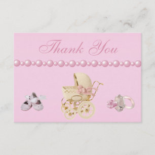 Tarjeta De Agradecimiento Carrito para bebés, zapatos, pacificador, perlas g