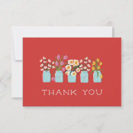 Tarjeta De Agradecimiento Carro de flores rojas coincidiendo con Mason Jar