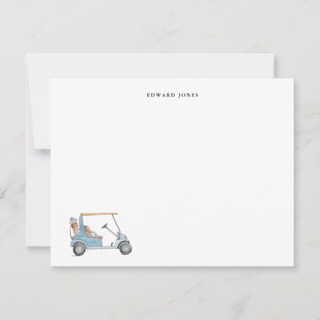 Tarjeta De Agradecimiento Carro de golf azul acuático, golf personalizado (Anverso)