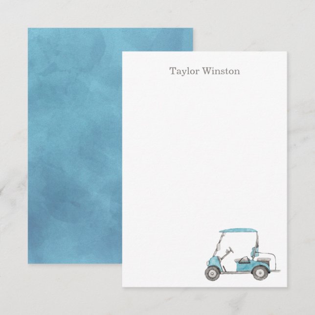 Tarjeta De Agradecimiento Carro de golf de acuarela (Anverso / Reverso)