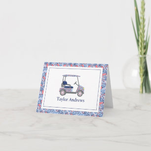 Tarjeta De Agradecimiento Carro de golf Preppy Patriotic Crabs Palm Beach
