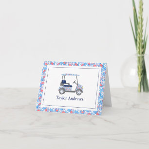 Tarjeta De Agradecimiento Carro de golf Preppy Patriotic Crabs Palm Beach