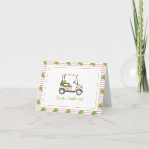 Tarjeta De Agradecimiento Carro de golf Preppy Turtles Palm Beach